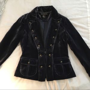 Central Park West GORGEOUS Navy Velvet Blazer